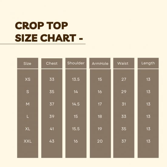 Size Chart-Blue Cotton Crop Top